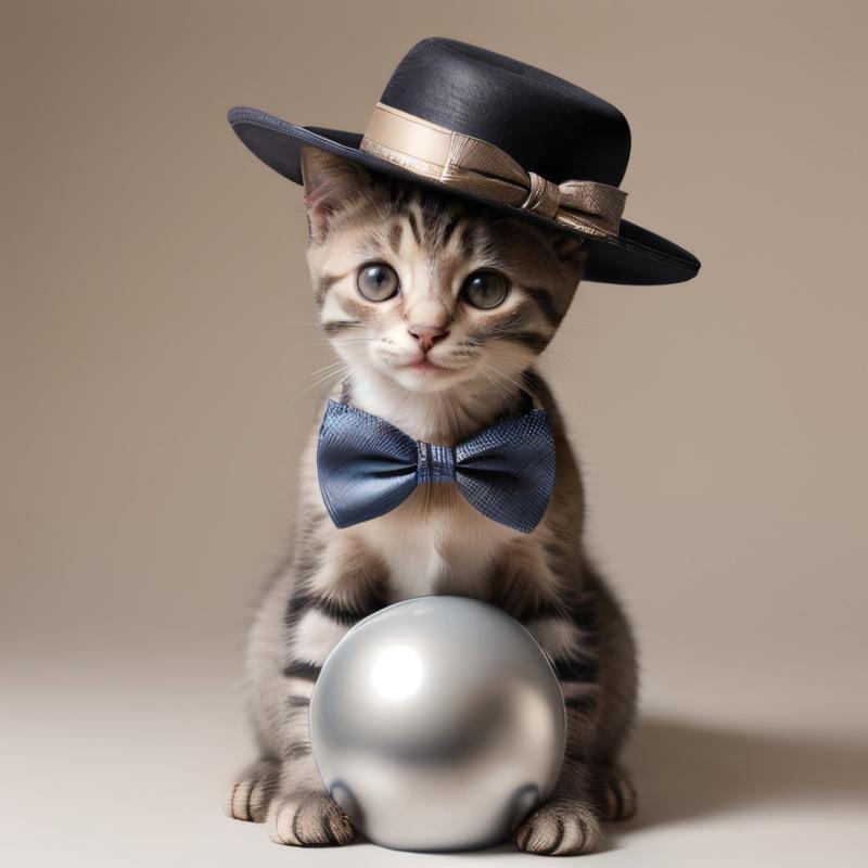 00488-2308307657-intricate cute kitten with panamahat wearing bowtie, sitting on a metallic ball,  _lora_PanamaHatConcept_v13_0.9_.jpg